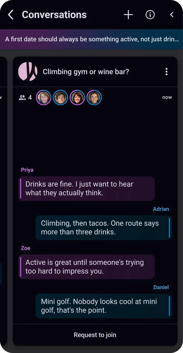 Public conversations about an opinion