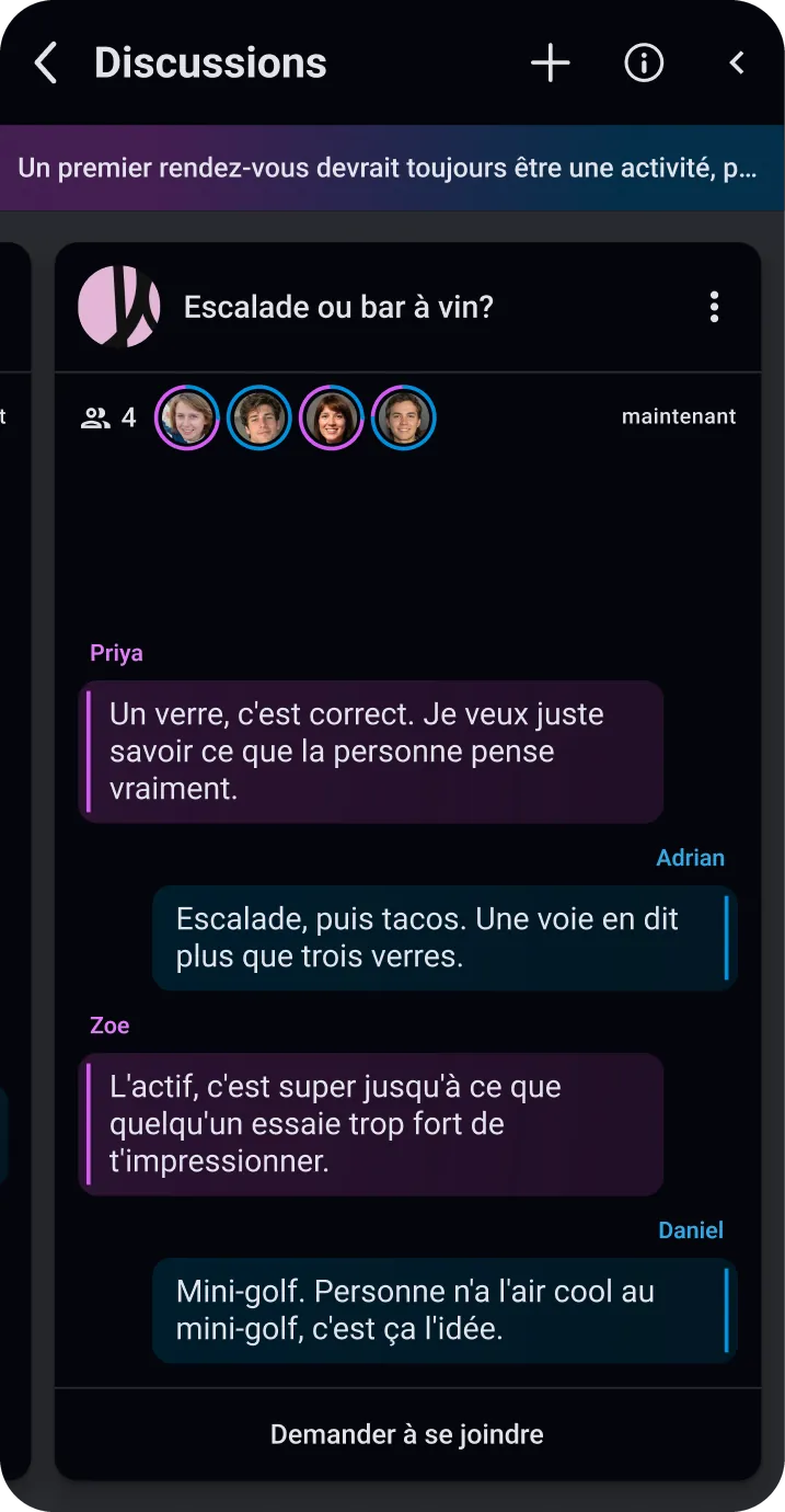 Des discussions publiques sur une opinion